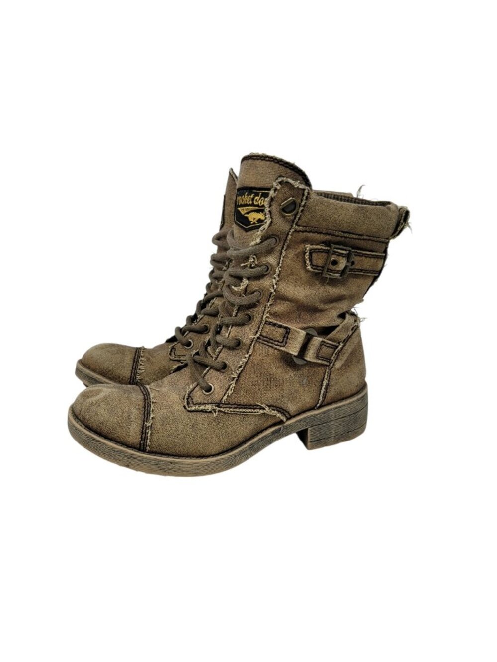 Rocket Dog Women’s 7 Thunder Distressed Canvas Lace Up Combat Boots Cosplay